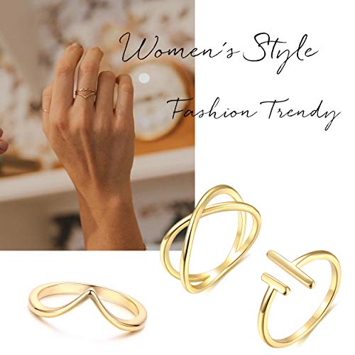 Valloey Rover Gold Rings for Women Non Tarnish Thumb Ring | 14k Gold Plated Adjustable Open Cross Wedding Rings Waterproof Fashion Statement Jewelry for Women Trendy Gift - color: X