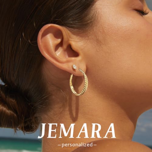 JEMARA Silver Hoop Earrings for Women Hypoallergenic 925 Sterling Silver Post Hoop Earrings Lightweight Thick Large Silver Hoop Earrings 30/40/50MM - color: Gold-30MM