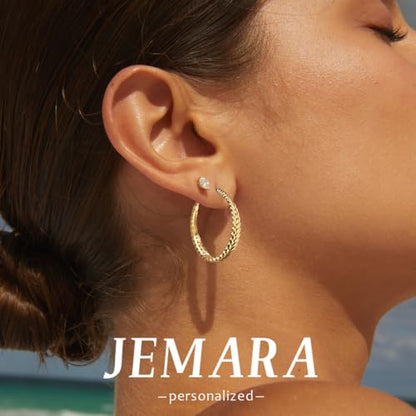 JEMARA Silver Hoop Earrings for Women Hypoallergenic 925 Sterling Silver Post Hoop Earrings Lightweight Thick Large Silver Hoop Earrings 30/40/50MM - color: Gold-30MM