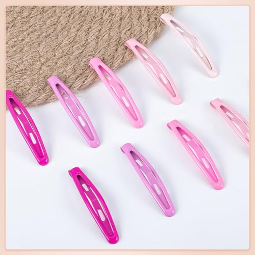 obeoby 40Pcs 2.36In Metal Snap Hair Clips No-slip Barrettes for Women Girls - color: Pink colors