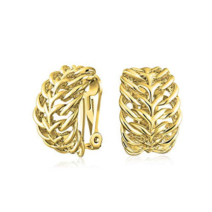 Bling Jewelry Casual Wide Criss Cross Clip On Earrings For Women Lightweight Non Pierced Ears Rhodium Plated Rose Yellow Gold Plated - color: Yellow