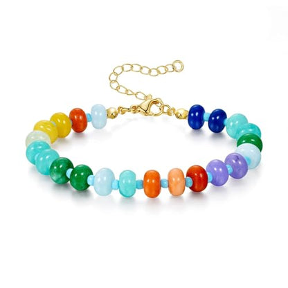 KissYan Beaded Bracelets for Women, Natural Gemstone Boho Bracelet | Colorful Handmade Stone Bead Bracelet for Summer Beach Wear, Dopamine Jewelry Gifts - style: 05-Vitality