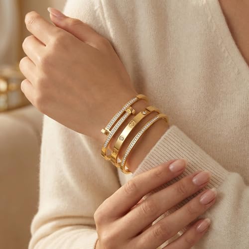 Camhanno Stackable Silver Bracelets for Women Stainless Steel Love & Friendship Bangle, Mothers Day Valentines Birthday Christmas Jewelry Gifts for Mom Her Wife Grandma - style: Style 14
