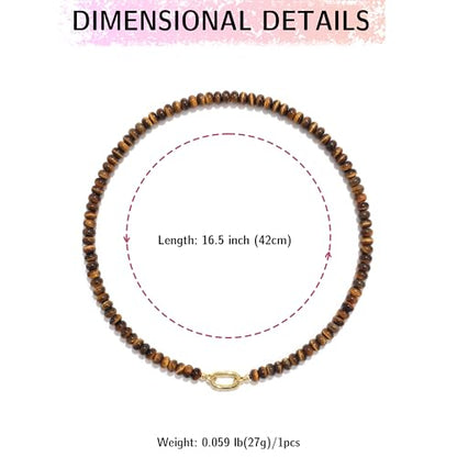 CONRAN KREMIX Colorful Stone Beaded Necklace for Women,Natural Gemstone Bead Choker Necklaces Boho Summer Beach Layering Necklace Jewelry Gift for Women - color: Tiger Eye Stone