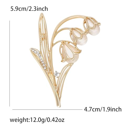 Rhinestone Tulip Flower Brooch Pin for Women Dainty Floral Lapel Pin Gold Plated Tulip Flowers Green Leaf Broochs Pins Trendy Wedding Party Jewelry Accessories - color: Gold