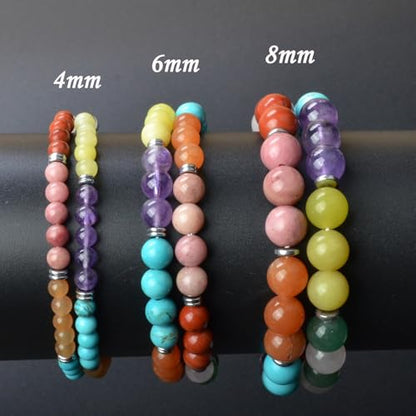 Natural Healing Gemstone Bracelet Handmade Yoga Stretch Elastic Bracelet Stress Relief Crystal Jewelry for Men and Women - color: All things cute (Good Attitude), size: 4mm
