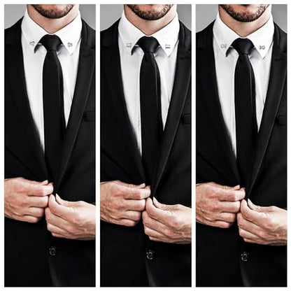 wynameleri Mens Shirt Collar Bars Pins Clips Clasps Silver Tone and Gold Tone Set 3 PCS Business Gift 60mm - color: Silver