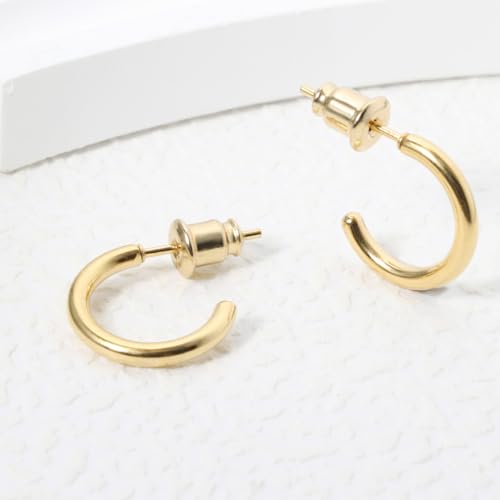 Minimalist Hoops for Women - 14K Gold Open Huggie Hoop Earrings, Hypoallergenic Tiny Hoops in Gold and Silver (Set of 1-5 Pairs) - color: 14K Gold - 10mm (1 Pairs)