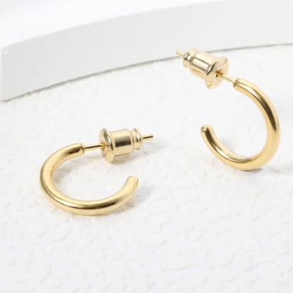 Minimalist Hoops for Women - 14K Gold Open Huggie Hoop Earrings, Hypoallergenic Tiny Hoops in Gold and Silver (Set of 1-5 Pairs) - color: 14K Gold - 10mm (1 Pairs)