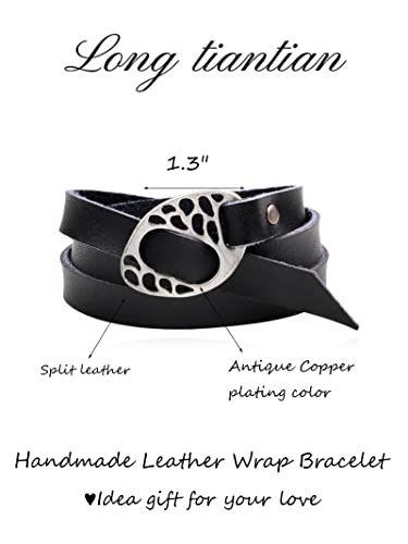 Long tiantian Boho Western Bracelets for Women Leather Wrap Bracelets Turquoise Bracelet Western Jewelry Country Concert Outfits - color: Leather Cuff Bracelets