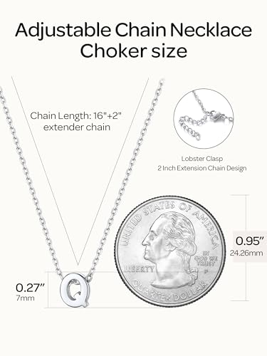 ChicSilver 925 Sterling Silver Initial Necklace for Women Dainty Letter Jewelry Personalized Gift - style: 17.Q