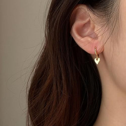 Valentines Day Earrings for Women Heart Earrings for women Gold Silver Heart Huggie Hoop Dangle Drop Earrings Small Simple Hypoallergenic Jewelry - color: A:Gold Heart Earrings