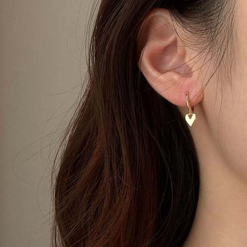 Valentines Day Earrings for Women Heart Earrings for women Gold Silver Heart Huggie Hoop Dangle Drop Earrings Small Simple Hypoallergenic Jewelry - color: A:Heart Earrings Set