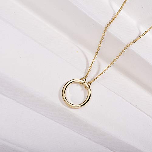 S.Leaf 18K Gold Plated Cubic Zirconia Choker Necklace for Women 925 Sterling Silver Layered Coin Moon Star Heart Circle Crystal Lariat Pendant Necklaces Gifts for Women Trendy - color: Circle_Gold