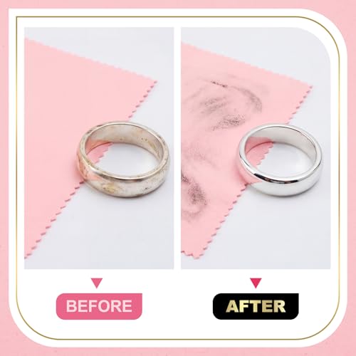 12 Pcs Jewelry Cleanning Cloth with Tube 7 x 6 Inch Silver Polishing Cloth Brass Cleaner for Sterling Silver Brass Gold Copper, Individually Wrapped(Pink) - color: Pink