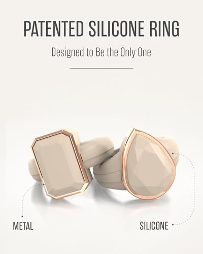 Patented Metal-Framed Silicone Rings - Emerald Collection - color: Pack O - Nude / Metal Rose Gold