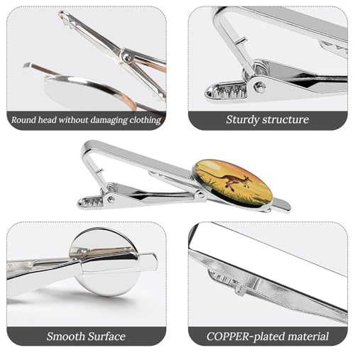 Tie Clip for Men, Tie Bar Cufflinks Set, Copper Necktie Clip And Shirt Cuff Links for Business Wedding Gift - color: Kangaroo Sunset