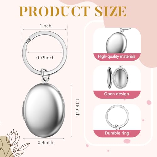 Liliaafar 4 Pcs Silver Stainless Steel Locket Keychains | Keychains That Hold Pictures for Women Mom Chirstmas Gifts - style: Oval