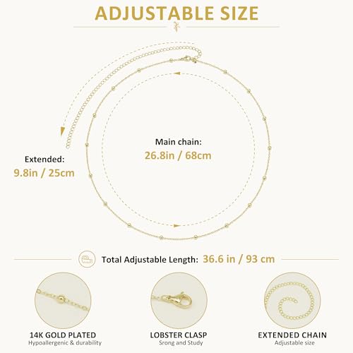 14K Gold Plated Belly Chain for Women, Boho Bikini Waist Jewelry | Adjustable Fit, Dainty Layered Look, Pearl, Shell & Starfish Options, Boho Body Jewelry, Beach, Vacation - color: Gold-Plated 4