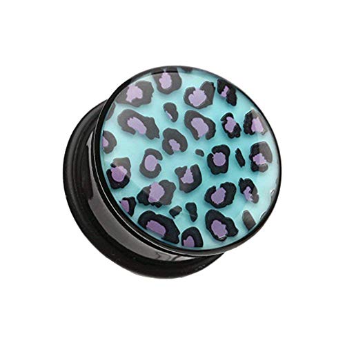 Glow in The Dark Cheetah Print Single Flared Ear Gauge Plug - style: 9/16" (14mm)
