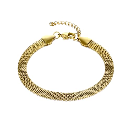kelistom 925 Sterling Silver Bracelets for Women Teens, Love Heart Charm Chain Bracelet Bangle Fashion Jewelry Gifts - color: knit mesh-14K gold