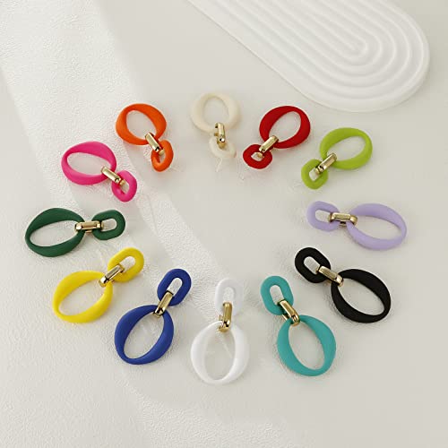 RUOFFETA Acrylic Rectangle Earrings, Fashion Acrylic Square/Oval/Hoop Statement Drop Earrings for Women - color: Aqua Oval