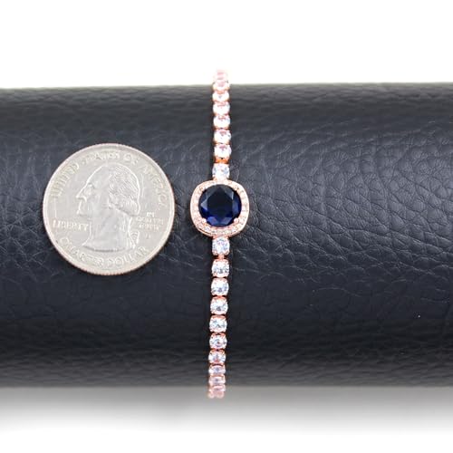 Sparkling CZ Tennis Bracelets for Women, Birthstone Slider Bolo Bracelets Trendy Birthday Valentine's Day Jewelry for Women Lady - color: Dark Blue