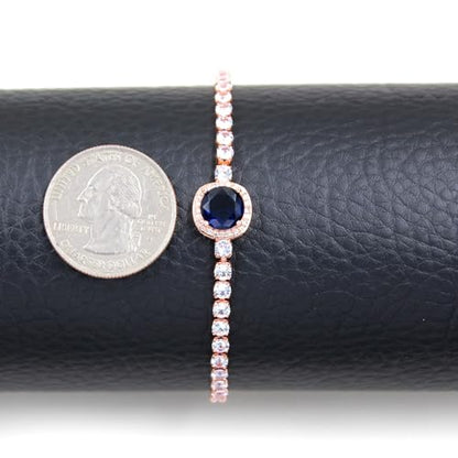 Sparkling CZ Tennis Bracelets for Women, Birthstone Slider Bolo Bracelets Trendy Birthday Valentine's Day Jewelry for Women Lady - color: Dark Blue