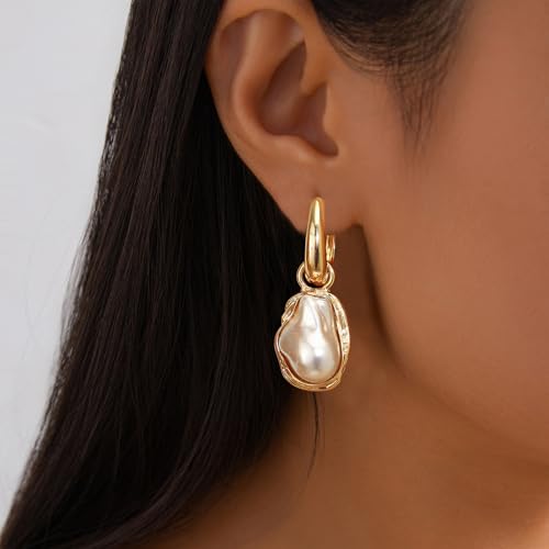 Baroque Pearl Earrings for Women Irregular Pearl Dangle Earrings Vintage Dangle Earring Bridal Wedding Jewelry - style: Style 2
