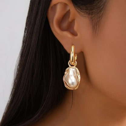Baroque Pearl Earrings for Women Irregular Pearl Dangle Earrings Vintage Dangle Earring Bridal Wedding Jewelry - style: Style 2