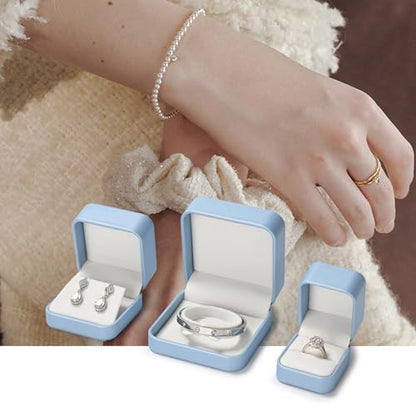 Oirlv Luxury Leather Jewelry Ring Box Engagement Ring Box Wedding Day Keepsake Case(Sky Blue) - color: Sky Blue, size: Ring Box