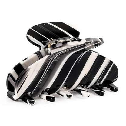 MAORULU Medium Cute Acetate Hair Claw Clips for Women Girls, 3 Inch Cherry Red Claw Clips for Thin & Medium Thick Hair, Durable French Banana Clip with Gift Box (Black and White Marble) - color: Black and White Marble