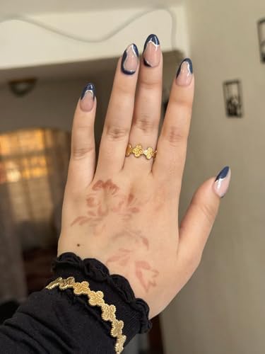 PERNNLA PEARL Dainty Gold Bar Bracelet for Women Simple Delicate Thin Cuff Bangle Hook Bracelet 18K Gold Plated Handmade Minimalist Jewelry - color: 37.Clover