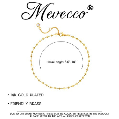 MEVECCO Anklet for Women Gold Chain 14K Gold Plated Dainty Boho Beach Summer Simple Foot Jewelry Ankle Bracelet - style: Ball Small