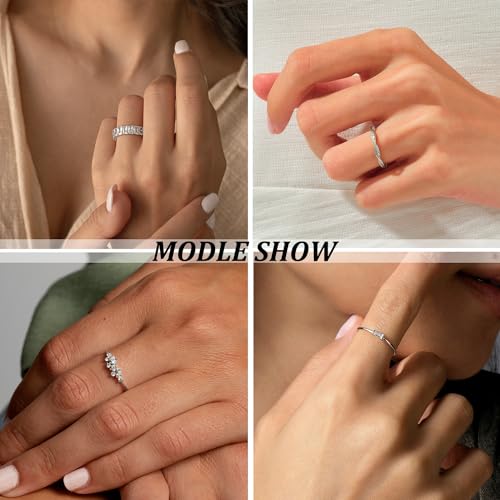 ZOERAY Gold Rings for Women Non Tarnish 14K Gold/Silver Stackable Rings Dainty Gold Plated Ring Wedding Eternity Bands Thin Simple Trendy Plain Thumb Stacking Rings Set Size 5-9 - color: Silver