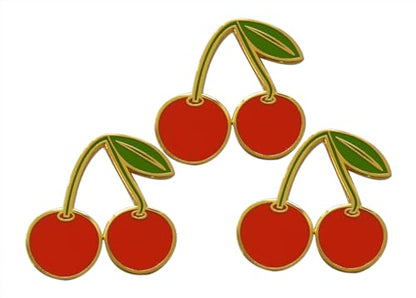 Novel Merk Fruit Lemon, Strawberry, or Orange Appreciation Lapel Pin, Hat Pin & Tie Tack Set with Clutch Back - style: 3-Cherry