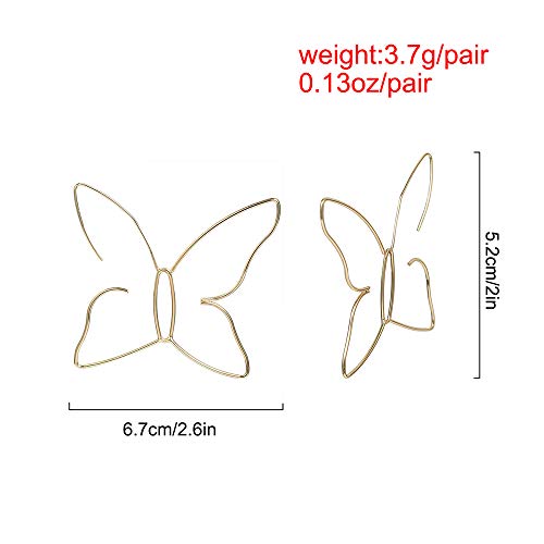 Fashion Women Bohemian Gold Big Butterfly Earrings Tassels Long Chain Drop Dangle Earrings for Women