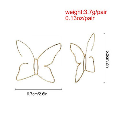 Fashion Women Bohemian Gold Big Butterfly Earrings Tassels Long Chain Drop Dangle Earrings for Women