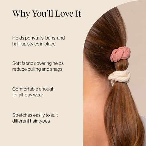 Kitsch Petal Hair Ties No Damage - Blush, 10pcs | Strong, Stretchy & Snag-Free Hair Bands – Soft Fabric Ponytail Holders, Stylish Elastics for Everyday Hairstyles - color: Blush Petal (Pack of 10)