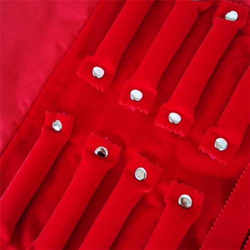 Velvet Travel Jewelry Case Roll Bag Organizer for Necklace Bracelet Earrings Ring (Black) (Red) - color: Red