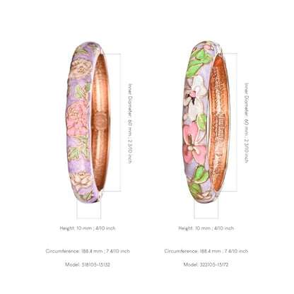 UJOY Cloisonne Chinese Panda Bracelets-Plated Gorgeous Handcrafted Gifts Enamel Bangles Set for Women 55C43 - color: C58-Flower-Purple