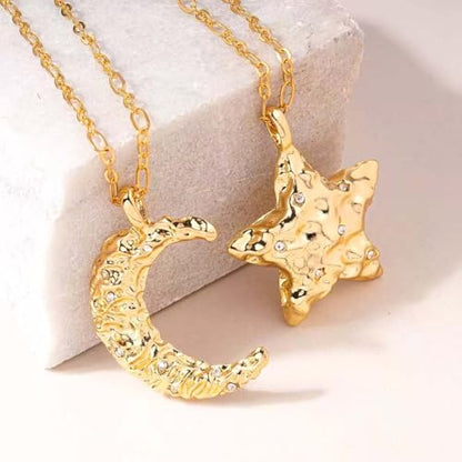 Dainty Gold Moon and Star Necklace for Women - Gold Plated Celestial Pendant with Crystal, Elegant Everyday Jewelry Gift - style: Moon Necklace
