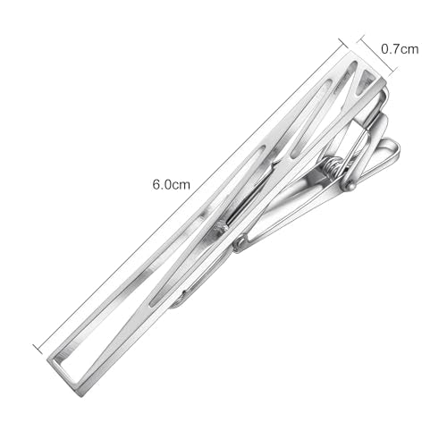 Yoursfs Irregular Hollow Out Tie Clips for Men | Small Square, Silver, Stainless Steel, Personalized Jewelry
