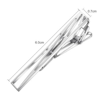 Yoursfs Irregular Hollow Out Tie Clips for Men | Small Square, Silver, Stainless Steel, Personalized Jewelry