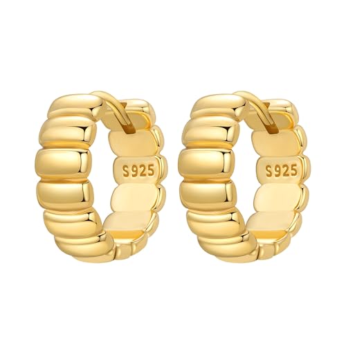 Sterling Silver 18K Gold Plated Women's Earrings Hypoallergenic Hoops, Dainty Trendy Jewelry Gift - color: Golden | Modern Square Hoop Earrings