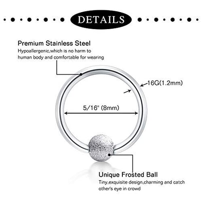 Anicina Rook Curved Barbell Piercing Jewelry Surgical Steel Rook Earrings Eyebrow Rings for Women Horseshoe Rook Eyebrow Septum Piercing Hoop 16G Silver Black - color: A1- black silver- 10mm