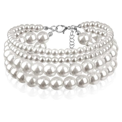 Coolrunner Ladies Faux Pearls Accent Off White Stretch Wrist Bracelet Jewelry (Pearl style3) - style: Style 2