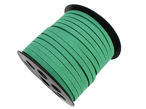 Green Faux Leather Cord for Jewerly Making 5mm 40 Yards Suede Cord Necklace String Thin Leather Lace Velvet Lace Craft Cord for Bracelet-Choker-DIY Projects - size: 40 Yards Green