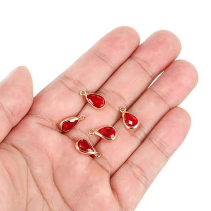 PATIKIL Birthstone Charm Beads Drop Pendant, Handmade Birthstone for Personalized Earrings Bracelet Necklace - color: Red, size: 0.51" x 0.28"