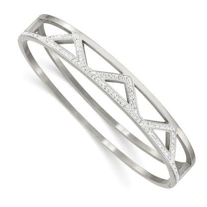 Chisel Preciosa Crystal Hinged Bangle in Stainless Steel, 10mm